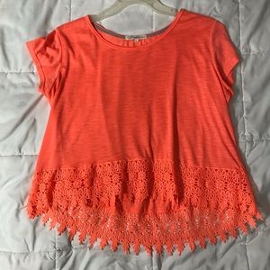 Orange top with lace bottom